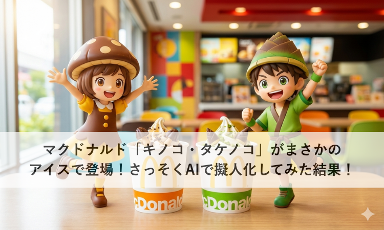 マクドナルド「キノコ・タケノコ」がまさかのアイスで登場！さっそくAIで擬人化してみた結果！