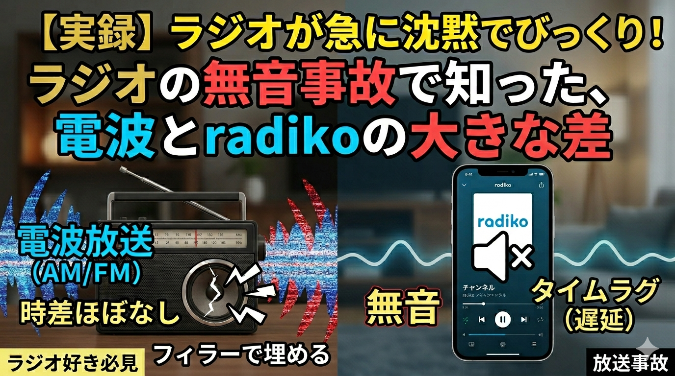 【実録】ラジオが急に沈黙でびっくり！ラジオの無音事故で知った、電波とradikoの大きな差