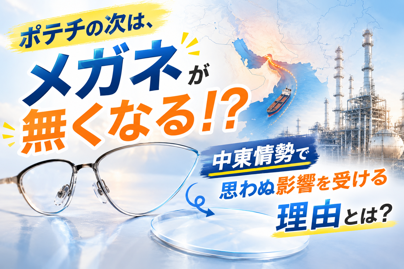 ポテチの次は、メガネが無くなる！？中東情勢で思わぬ影響を受ける理由とは？