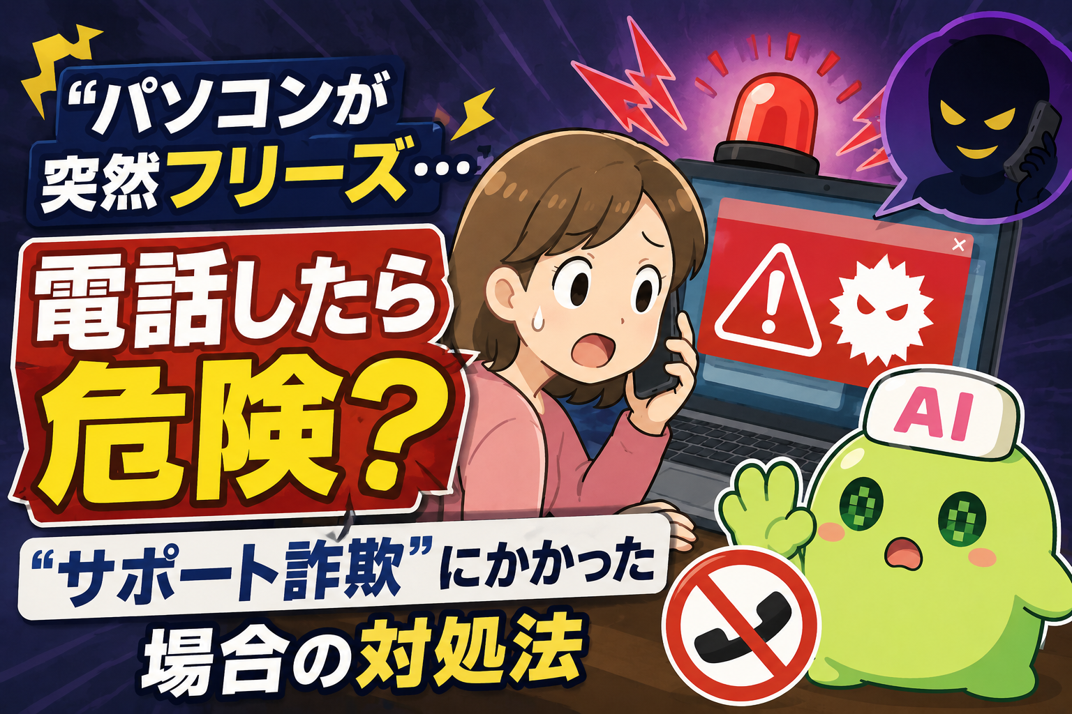 「パソコンが突然フリーズ…」電話したら危険？“サポート詐欺”にかかった場合の対処法
