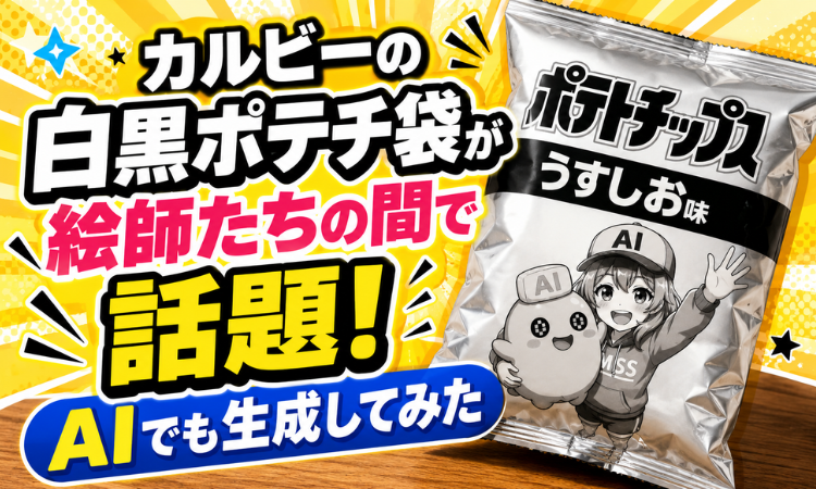 カルビーの白黒ポテチ袋が絵師たちの間で話題！AIでも生成してみた