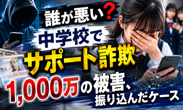 誰が悪い？中学校でサポート詐欺1,000万の被害、振り込んだケース