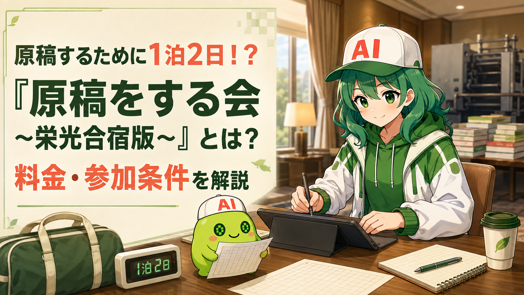 原稿するために1泊2日！？『原稿をする会～栄光合宿版～』とは？料金・参加条件を解説