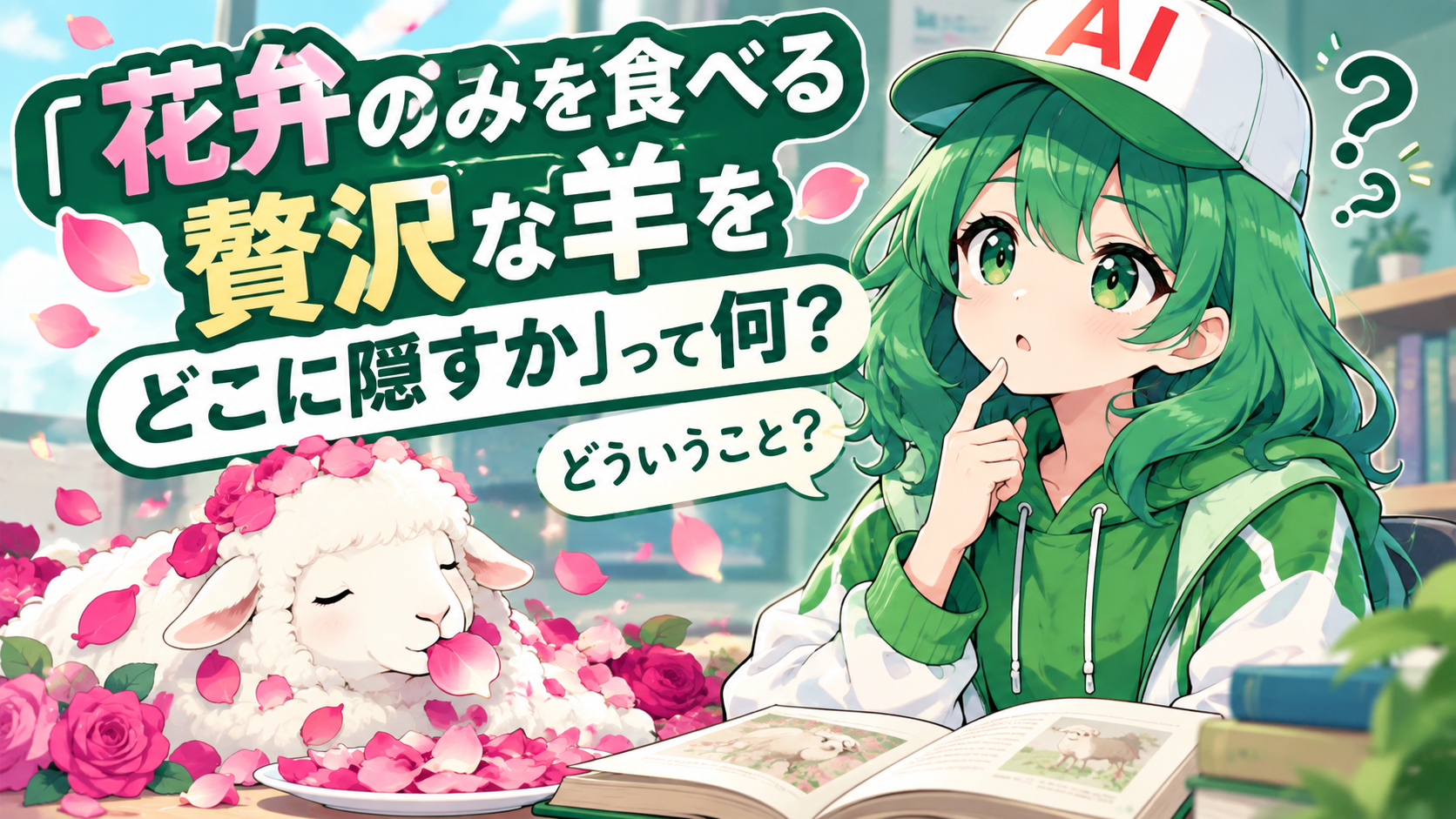 「花弁のみを食べる贅沢な羊をどこに隠すか」って何？どういうこと？